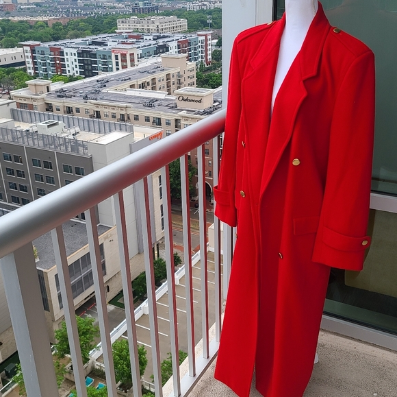 burberry red wool coat
